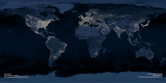 NASA Earth at Night satellite photoMODIFIED